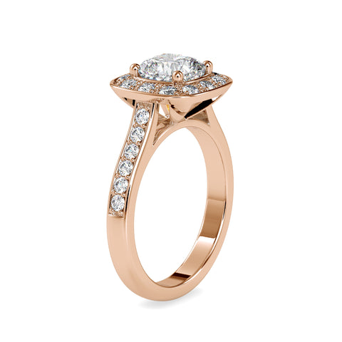 Eternal Sparkle Cushion Shape Diamond side Stone winsome Halo Ring