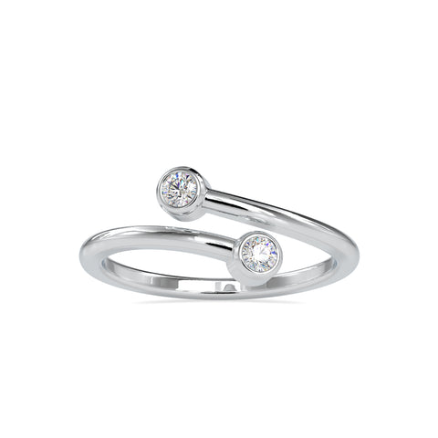 Classic Two Stone Round Shape Diamond Beddable Crossover Open Ring