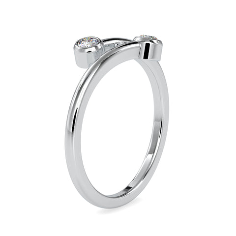 Classic Two Stone Round Shape Diamond Beddable Crossover Open Ring