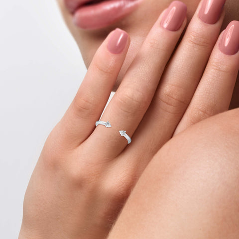 Forever Love Two Stone Round Shape Diamond Easy on The Eye Open Ring