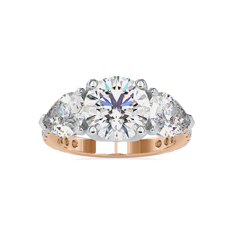 Eternal Brilliance Centre Stone Round Shape With Side Stone Pear Shape Diamond Channel Set Ring