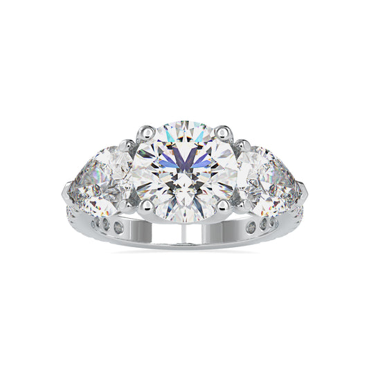 Eternal Brilliance Centre Stone Round Shape With Side Stone Pear Shape Diamond Channel Set Ring