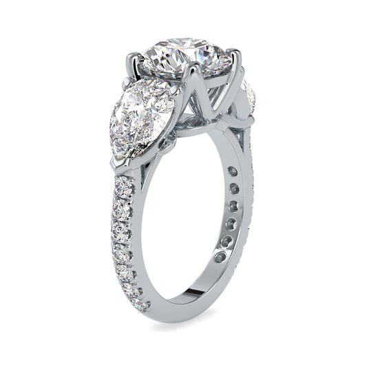 Eternal Brilliance Centre Stone Round Shape With Side Stone Pear Shape Diamond Channel Set Ring