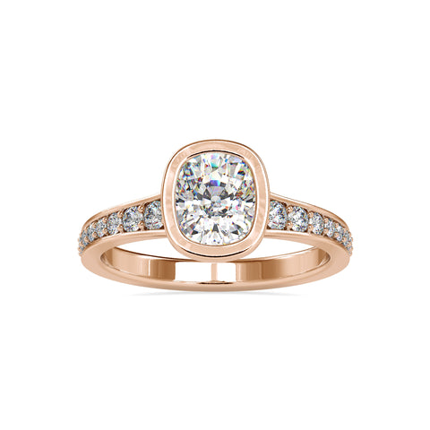 Timeless Love Bezel Set Cushion Shape Diamond Channel Setting Ring