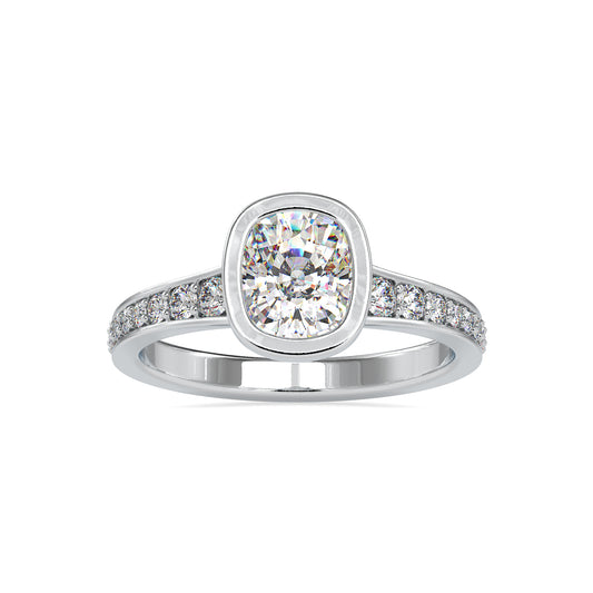 Timeless Love Bezel Set Cushion Shape Diamond Channel Setting Ring