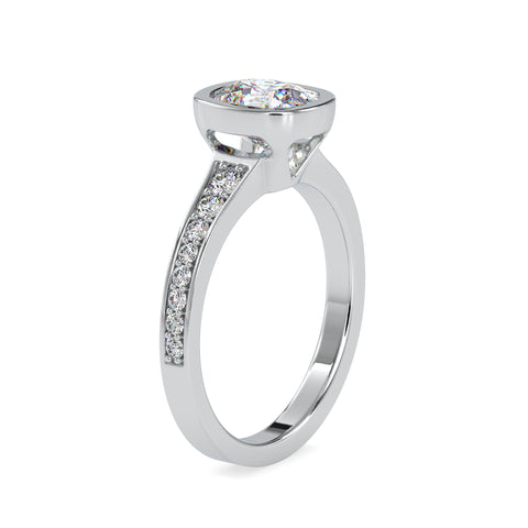 Timeless Love Bezel Set Cushion Shape Diamond Channel Setting Ring