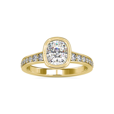 Timeless Love Bezel Set Cushion Shape Diamond Channel Setting Ring