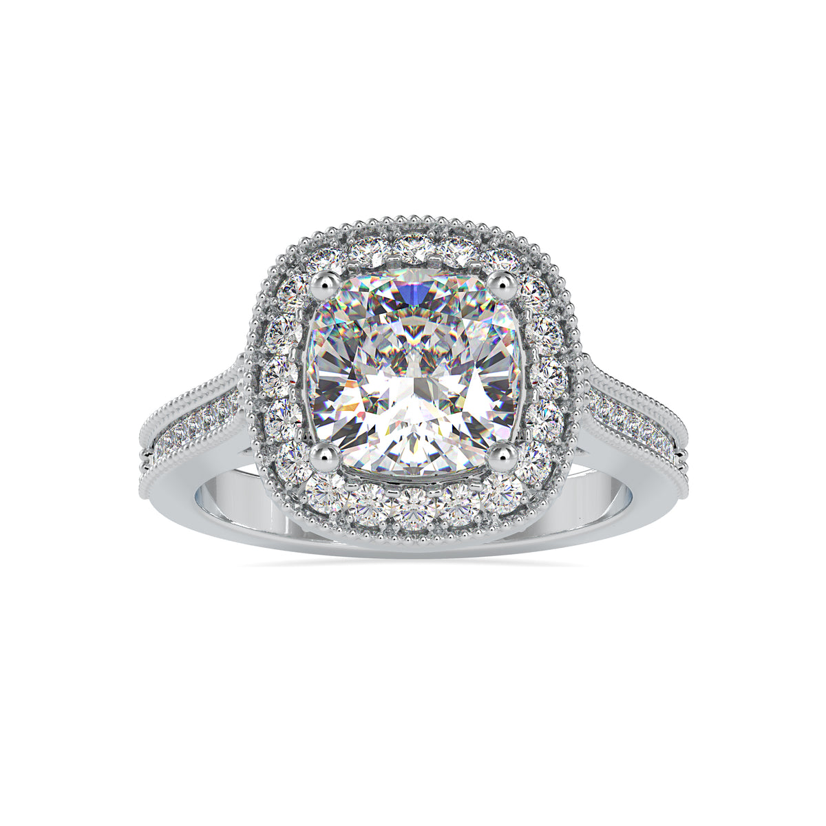 Timeless Elegance Cushion Diamond Channel Set Princess Diamond Beautiful Halo Ring