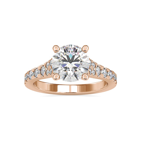 Regal Radiance Round Shape Diamond One Line Stone Cathedral Set Solitaire Ring