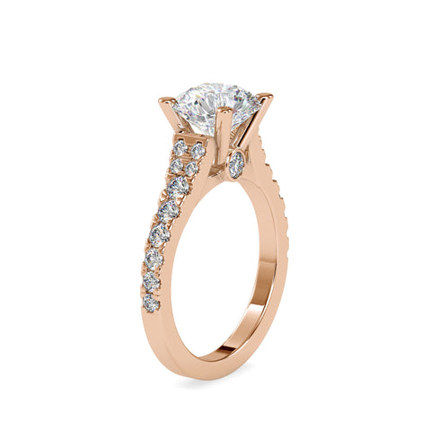 Regal Radiance Round Shape Diamond One Line Stone Cathedral Set Solitaire Ring