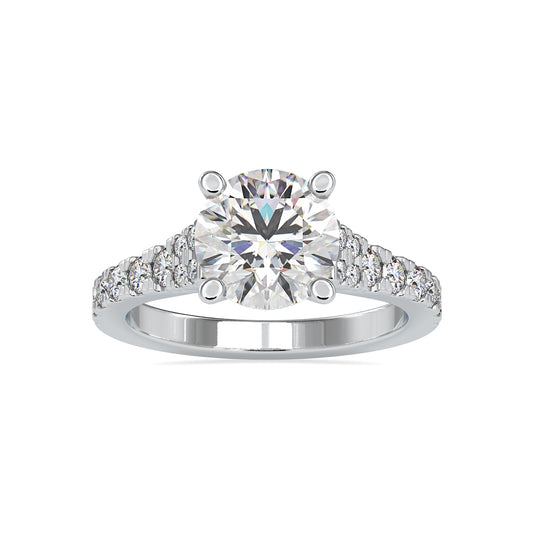 Regal Radiance Round Shape Diamond One Line Stone Cathedral Set Solitaire Ring