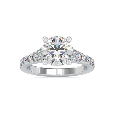 Regal Radiance Round Shape Diamond One Line Stone Cathedral Set Solitaire Ring