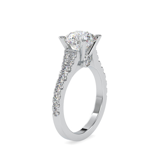 Regal Radiance Round Shape Diamond One Line Stone Cathedral Set Solitaire Ring