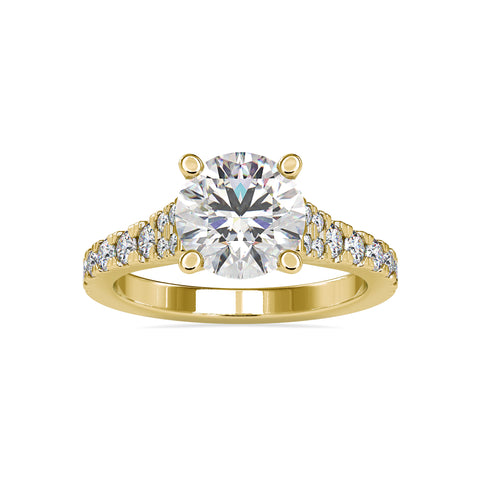 Regal Radiance Round Shape Diamond One Line Stone Cathedral Set Solitaire Ring