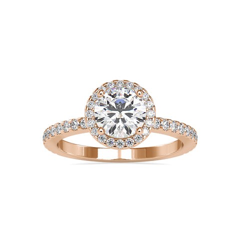 Exquisite Luminescence Round Shape Brilliant Cut Diamond Side Stone Channel Set Halo Ring