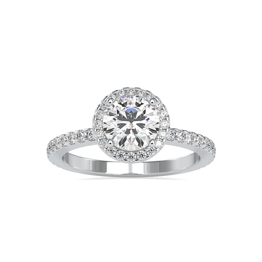 Exquisite Luminescence Round Shape Brilliant Cut Diamond Side Stone Channel Set Halo Ring