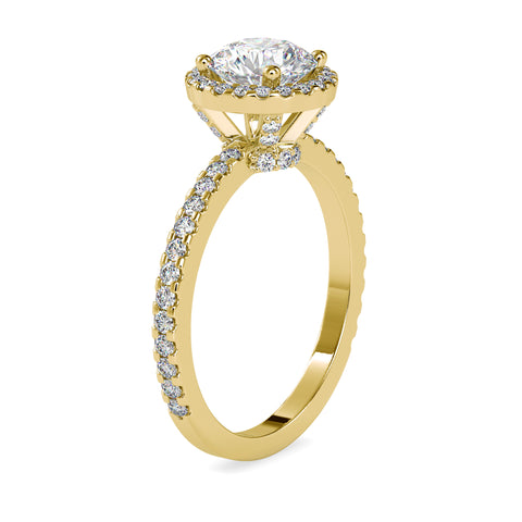 Exquisite Luminescence Round Shape Brilliant Cut Diamond Side Stone Channel Set Halo Ring