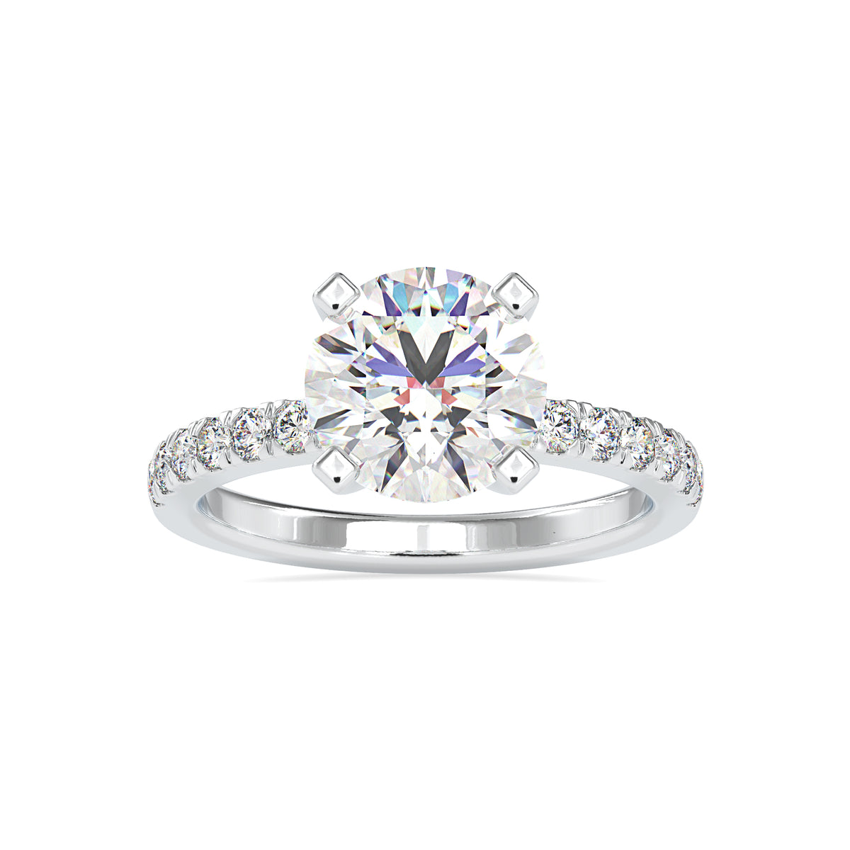 Luxe Majesty Round Shape Diamond Wide Multi Stone Prong Set Solitaire Ring