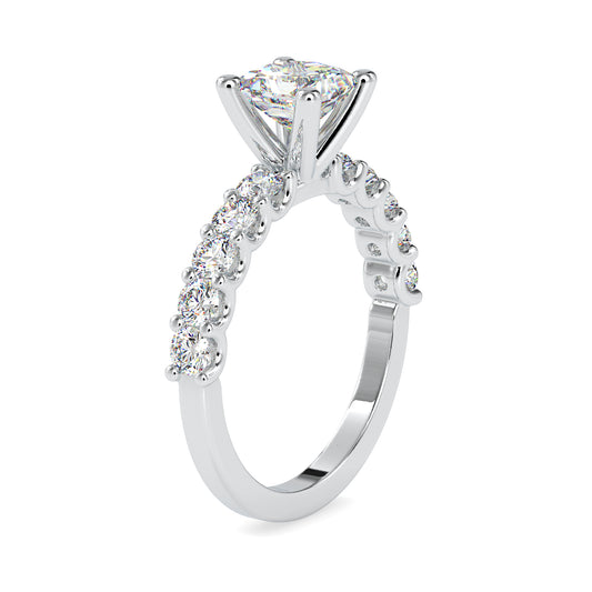 Majestic Sparkle Princess Shape Diamond Wide Multi Stone Prong Setting Solitaire Ring