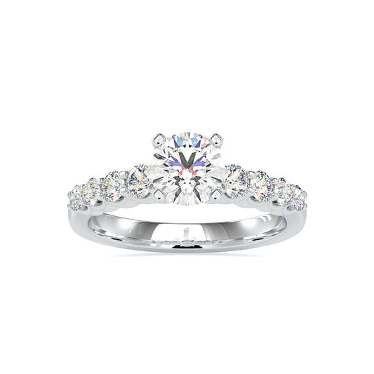 Exquisite Aura Round Shape Brilliant Cut Diamond Wide Multi Stone Prong Set Solitaire Ring