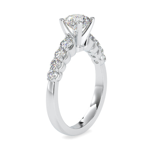 Exquisite Aura Round Shape Brilliant Cut Diamond Wide Multi Stone Prong Set Solitaire Ring