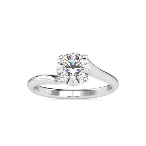 Opulent Majesty Round Shape Brilliant Cut Diamond Cathedral Type Crossover Solitaire Ring