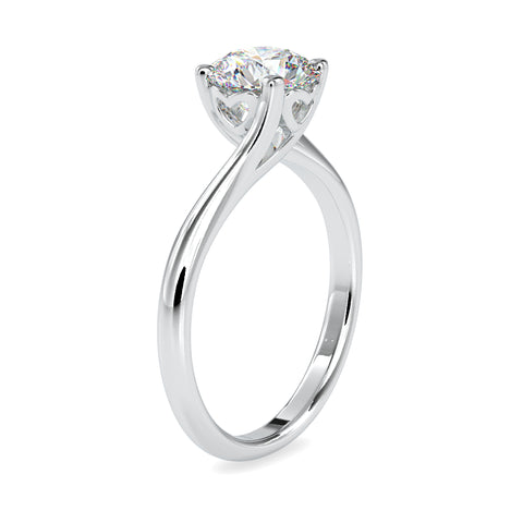 Opulent Majesty Round Shape Brilliant Cut Diamond Cathedral Type Crossover Solitaire Ring