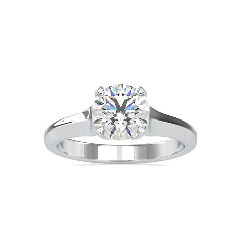 Haute Couture Round Shape Brilliant Cut Diamond Cathedral Setting Solitaire Ring