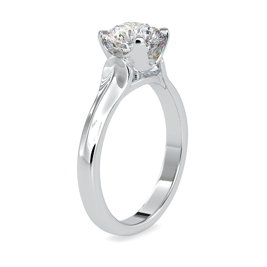 Haute Couture Round Shape Brilliant Cut Diamond Cathedral Setting Solitaire Ring