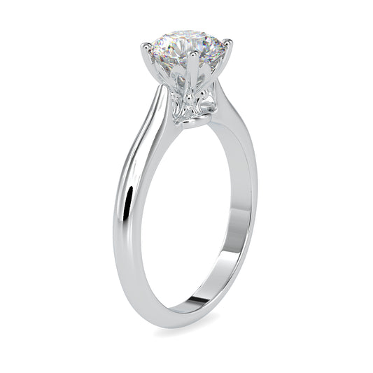 Opulent Essence Round Shape Brilliant Cut Diamond Queen Cap Type Prong Set Solitaire Ring