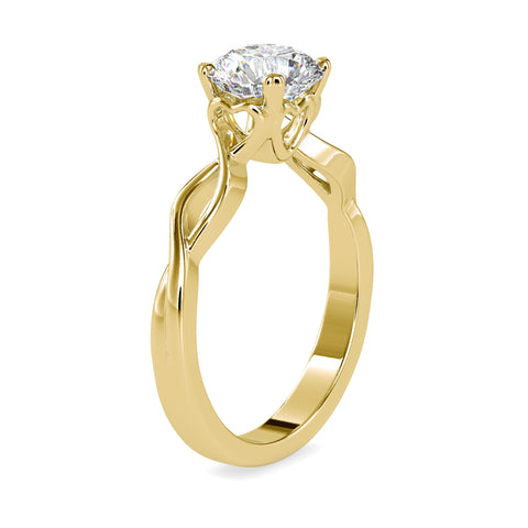 Royal Radiance Round Shape Brilliant Cut Diamond Twisted Solitaire Ring