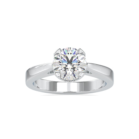 Majestic Sparkle Round Shape Brilliant Cut Diamond Four Prong Set Solitaire Ring