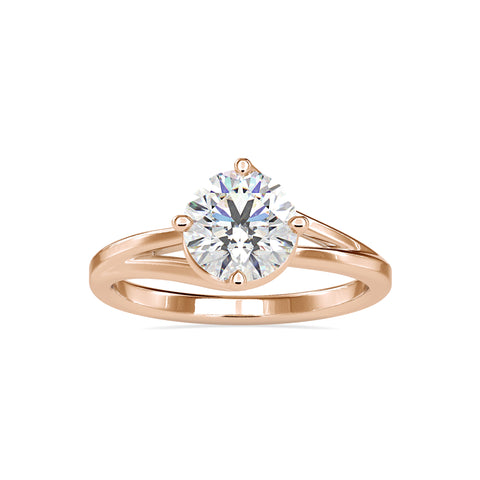 Exquisite Aura Round Shape Brilliant Cut Diamond peculiar Prong Set Solitaire Ring