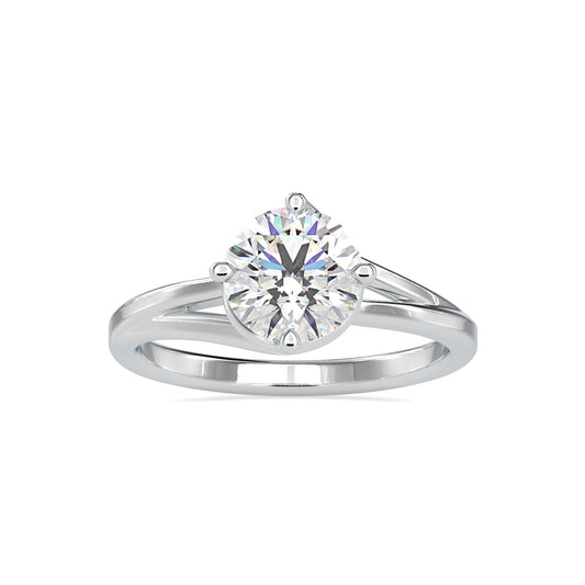 Exquisite Aura Round Shape Brilliant Cut Diamond peculiar Prong Set Solitaire Ring