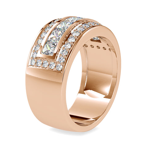 Sparkling Triple Row Channel Setting Princess And Round Shape Diamond Becorative Band