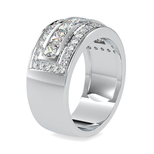 Sparkling Triple Row Channel Setting Princess And Round Shape Diamond Becorative Band