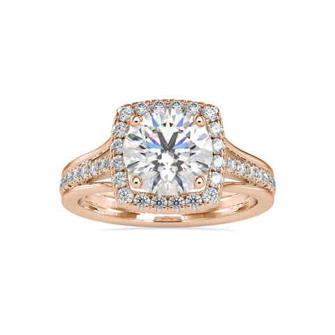 Classic Elegance Round Shape Diamond Halo With Side Multi Stone Channel Set Ring