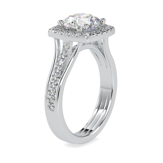 Classic Elegance Round Shape Diamond Halo With Side Multi Stone Channel Set Ring