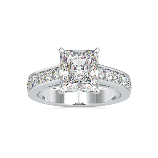 Forever One Radiant Shape Diamond Channel Setting Beauteous Solitaire Ring