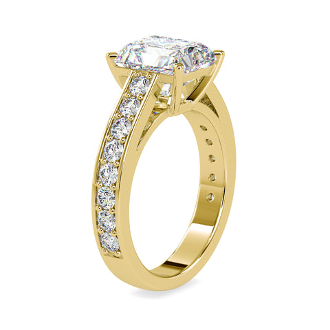 Forever One Radiant Shape Diamond Channel Setting Beauteous Solitaire Ring