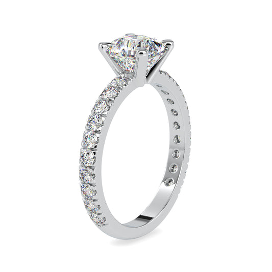 Timeless Treasure Cushion Shape Diamond With Side Round Stone Solitaire Ring