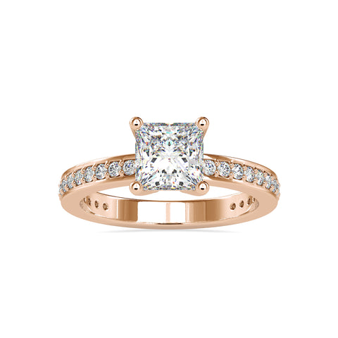 Elegance Eternal Princess Shape Diamond With Side Multi Stone Channel Set Solitaire Diamond