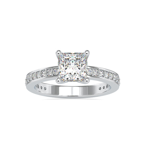 Elegance Eternal Princess Shape Diamond With Side Multi Stone Channel Set Solitaire Diamond