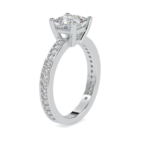 Elegance Eternal Princess Shape Diamond With Side Multi Stone Channel Set Solitaire Diamond