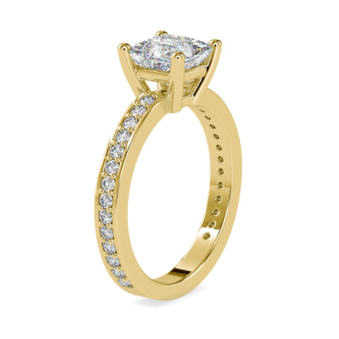 Elegance Eternal Princess Shape Diamond With Side Multi Stone Channel Set Solitaire Diamond