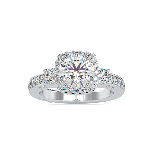 Radiant Reflection Round Shape Diamond Decorative Vintage Type Halo Ring