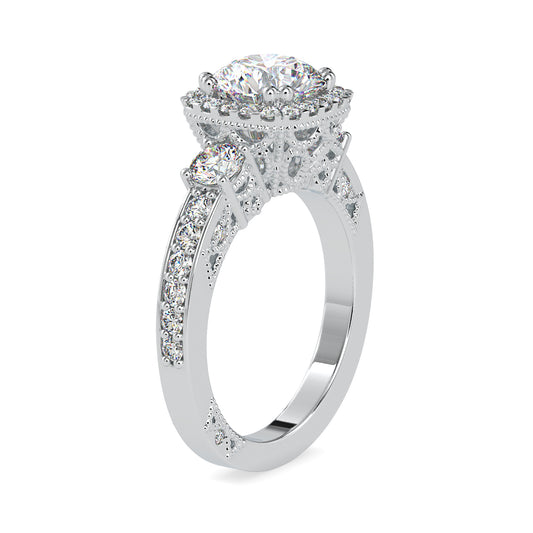 Radiant Reflection Round Shape Diamond Decorative Vintage Type Halo Ring