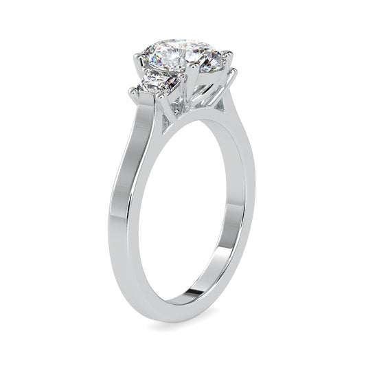 Eternal Radiance Oval Shape Diamond With Side Baguette Diamond Three Stone Ring