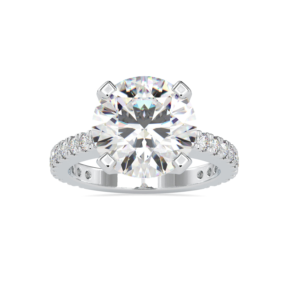 Dazzling Round Shape Brilliant Cut Diamond Side Prong Set Multi Stone Solitaire Ring