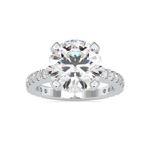 Dazzling Round Shape Brilliant Cut Diamond Side Prong Set Multi Stone Solitaire Ring